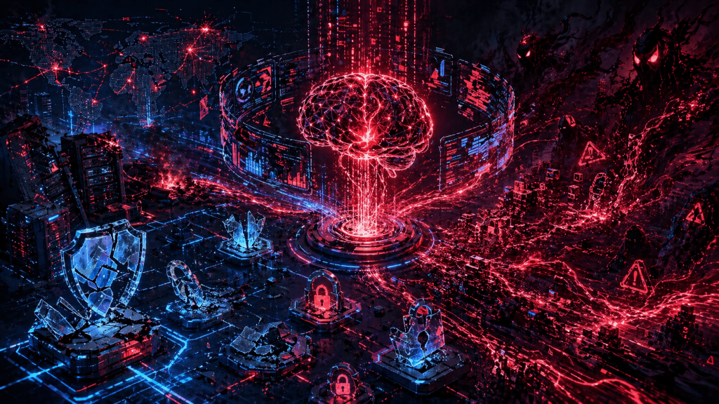 AI core breach in digital chaos